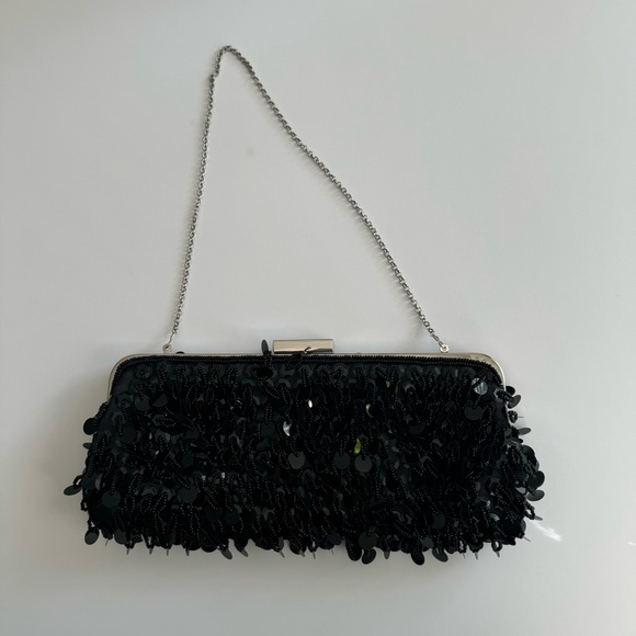 White House Black Market Sequined Beaded Clutch Bag - Picture 4 of 9